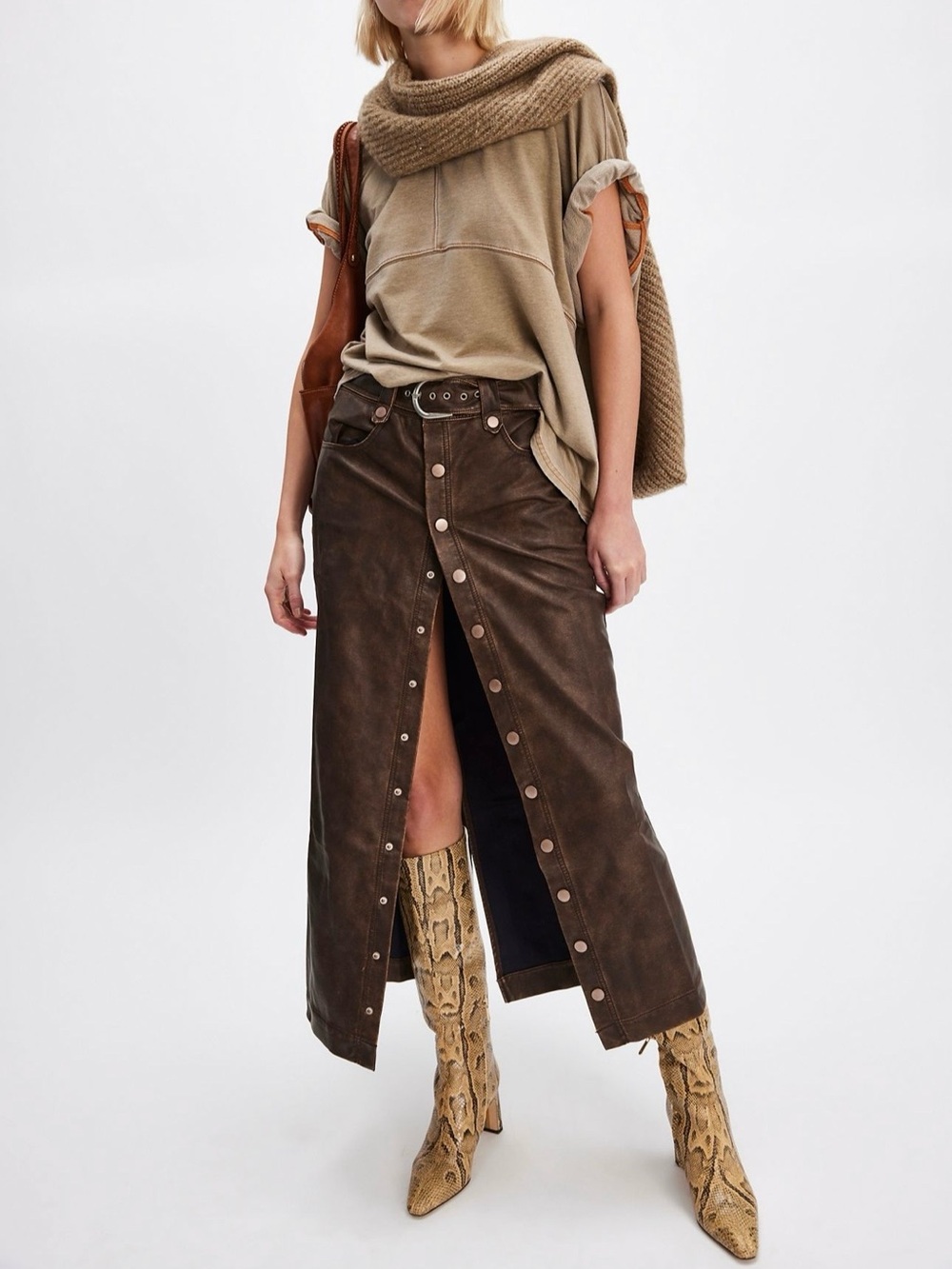 NWOT We The Free Astoria Vegan Leather Maxi Skirt